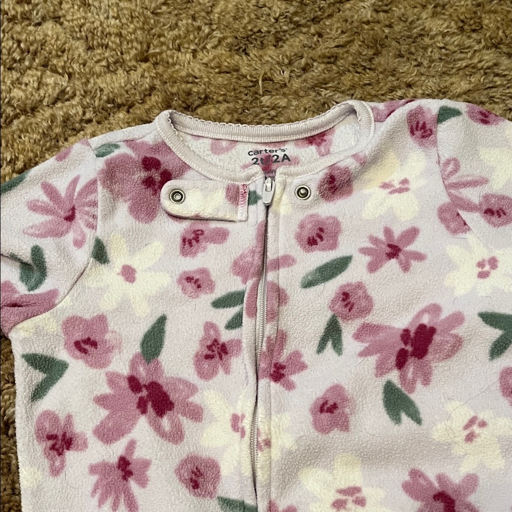 Carter's Pink and Green Floral Baby Onesie